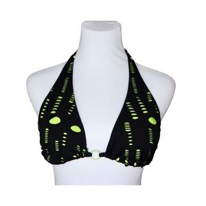 Arizona Jean Black Netted Padded Swim Bikini Top LARGE Coastal Beach Grunge Punk